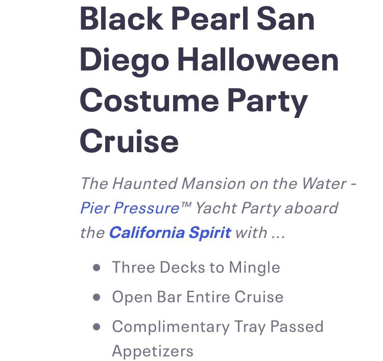 The Black Pearl Halloween Yacht Party Tickets