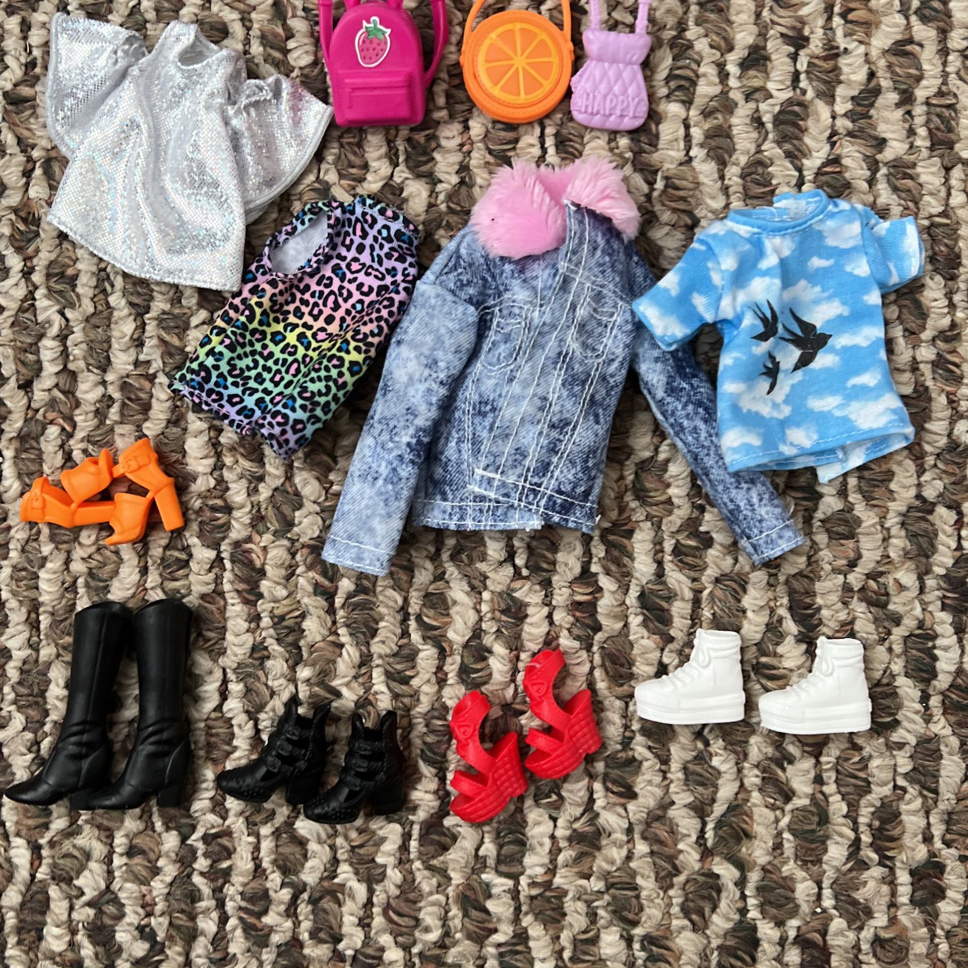 Assorted Barbie Clothes And Shoes