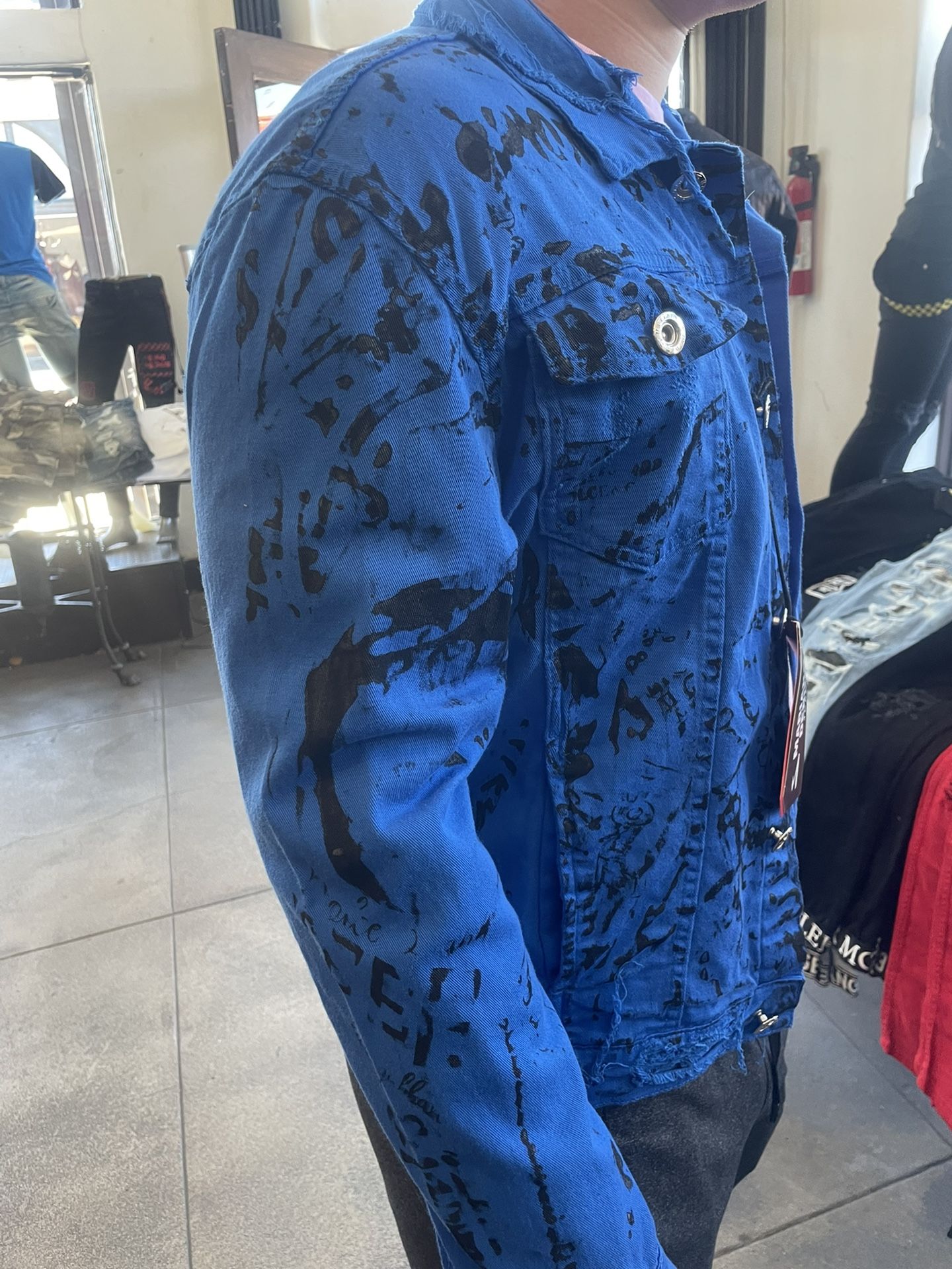 Men’s Blue Denim Jean Jacket Huge Blowout Sale