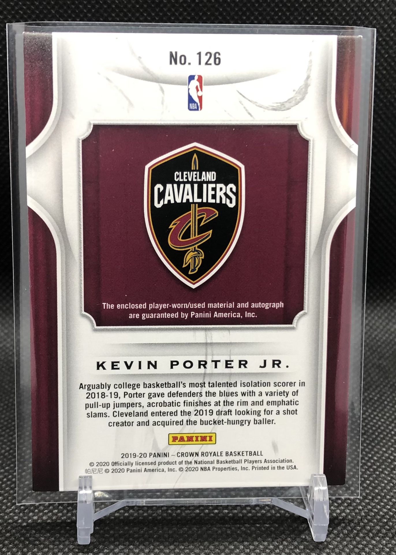 2019-20 Kevin Porter Jr Crown Royle Silhouettes JSY Auto Rookie RPA RC 041/199