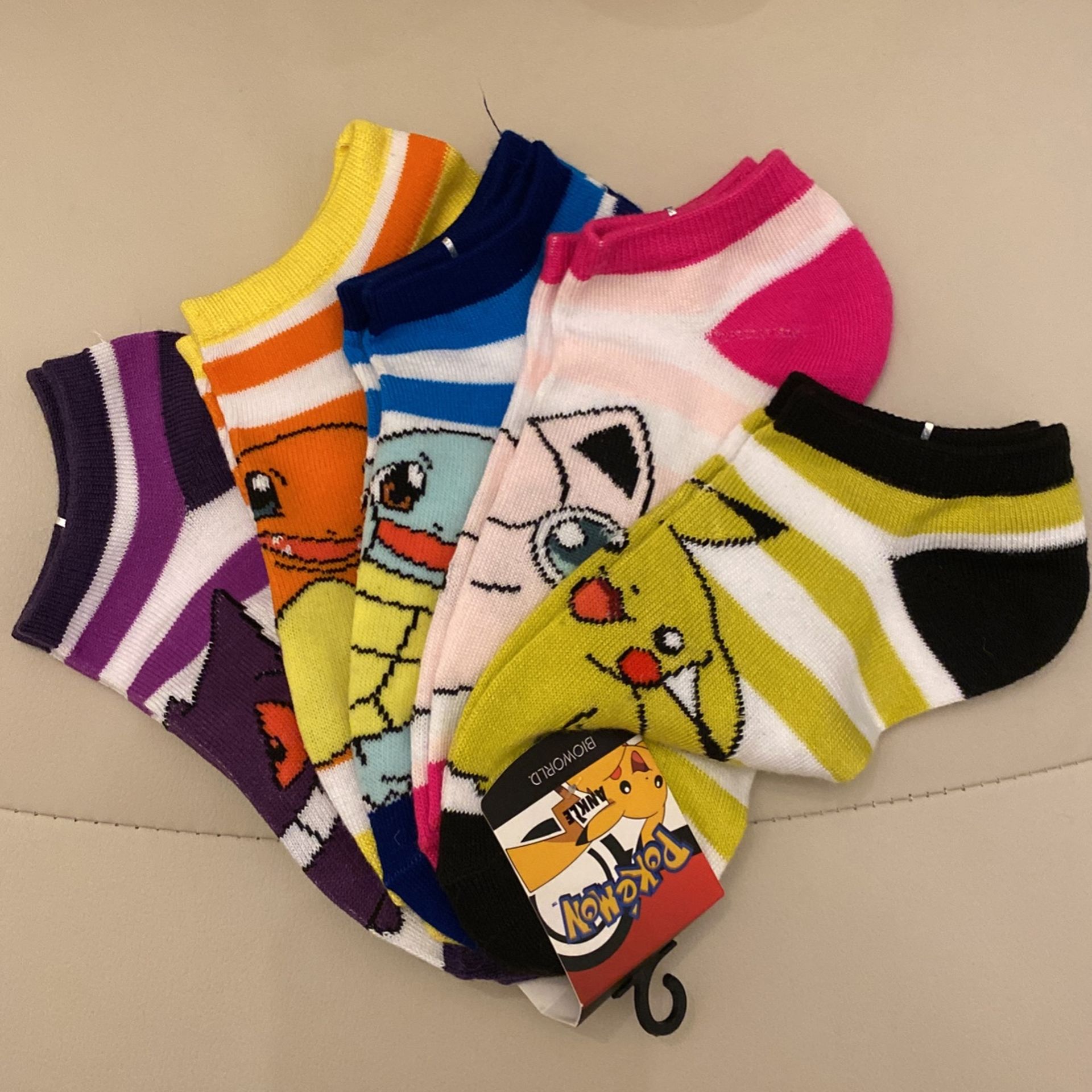 Pokemon Socks New Ankle Size 5-10 5-pack