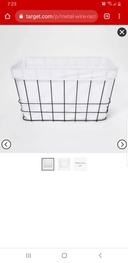 Metal Wire Rectangular Basket with Fabric - Thumbnail