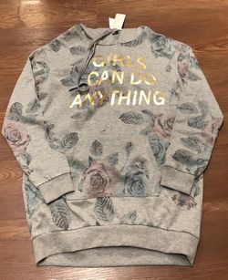 Girl’s Gray Hoodie- Girls Can Do Anything! - Size Small Thumbnail
