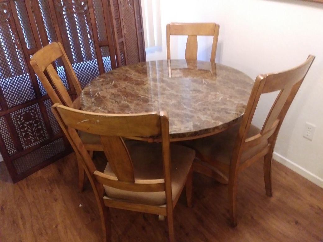 Wood dining room table set 4 wood chairs