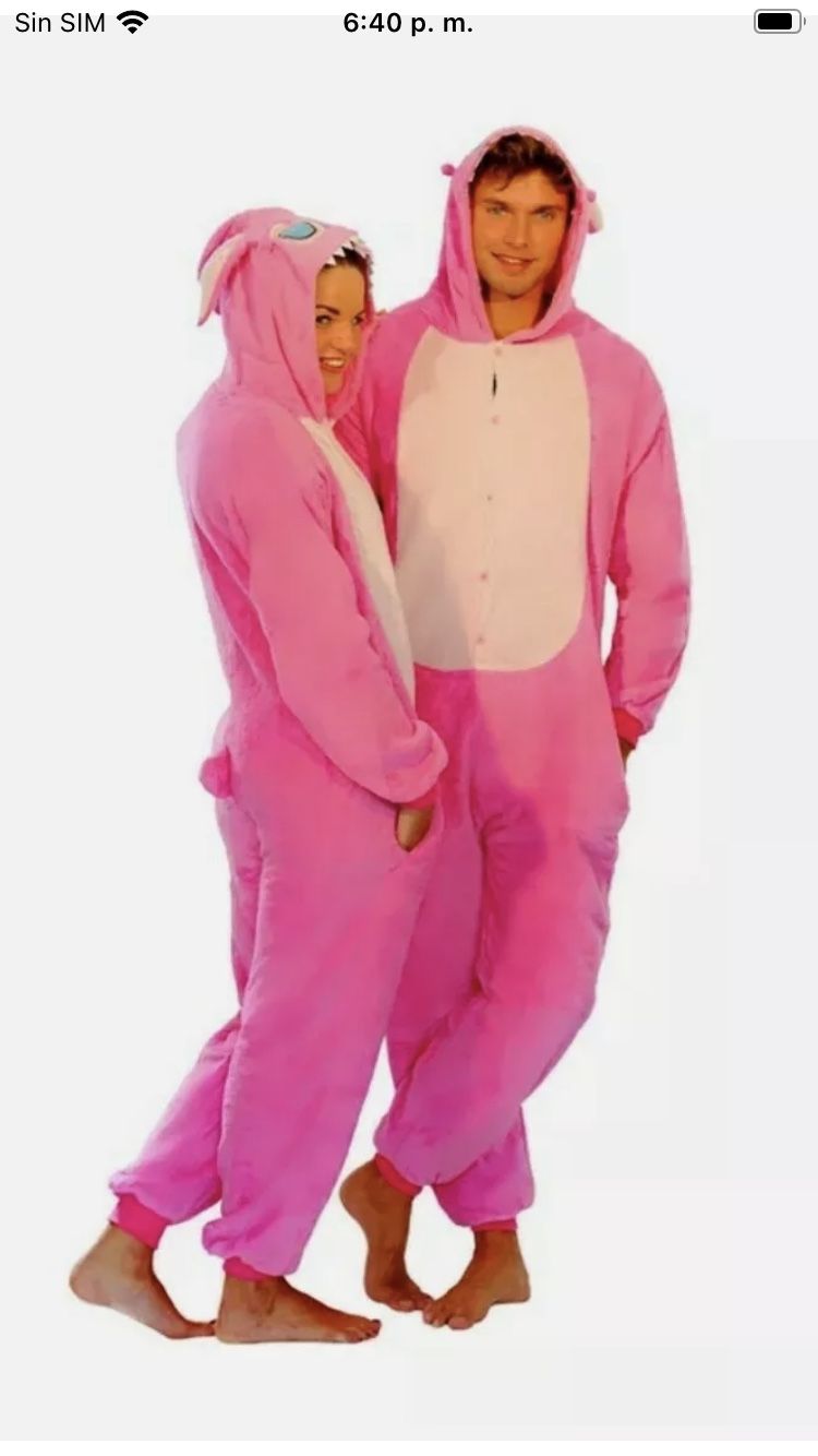 Blau Pink Stich Onesiee Kigurumi Kostüm Kapuzenpullover Pyjama Body