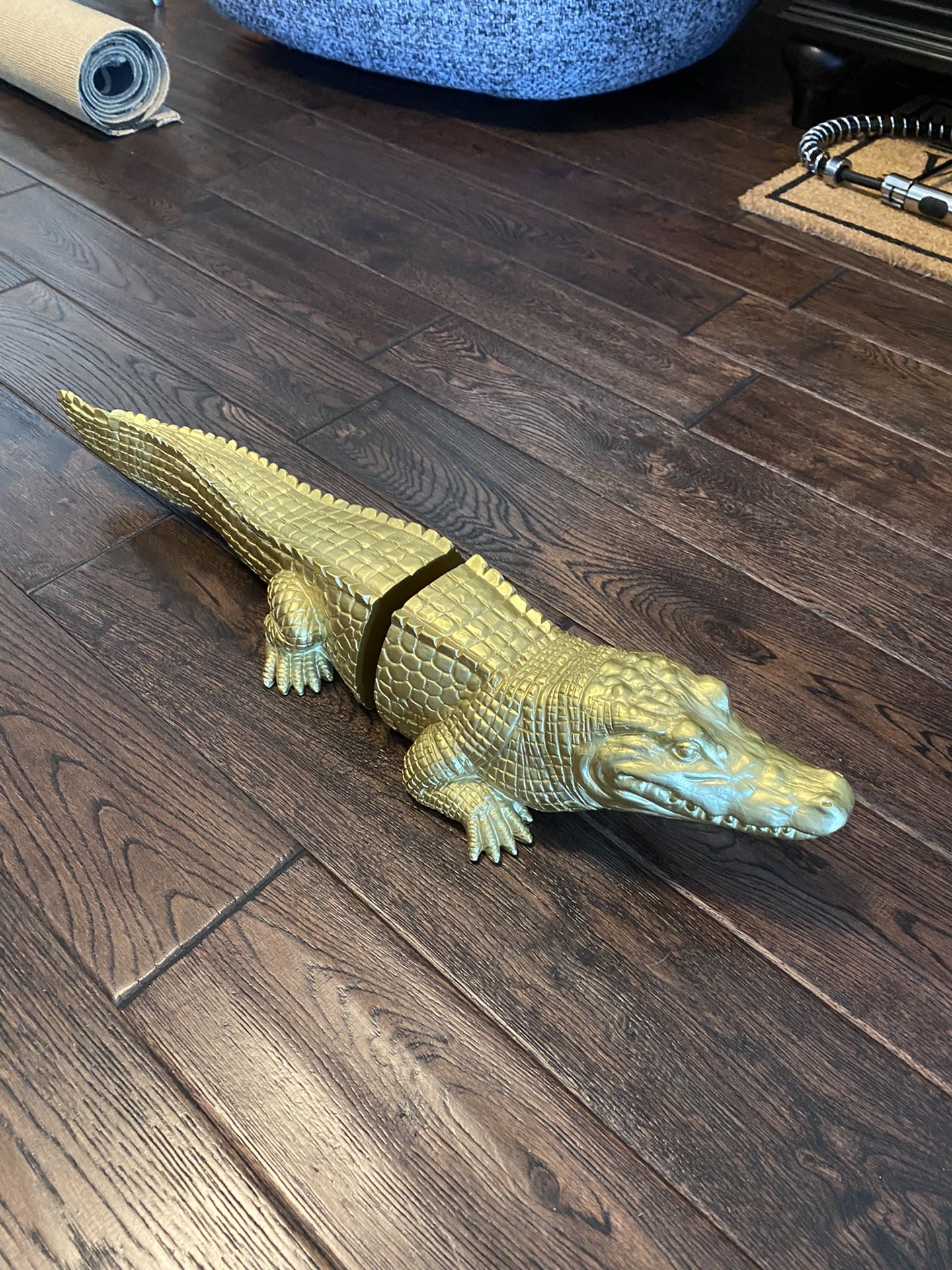 Alligator, Statue, Decor, Gold Color, Bookends