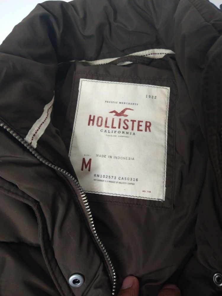 Women’s HOLLISTER Down Puffer Coat Jacket Brown Size M