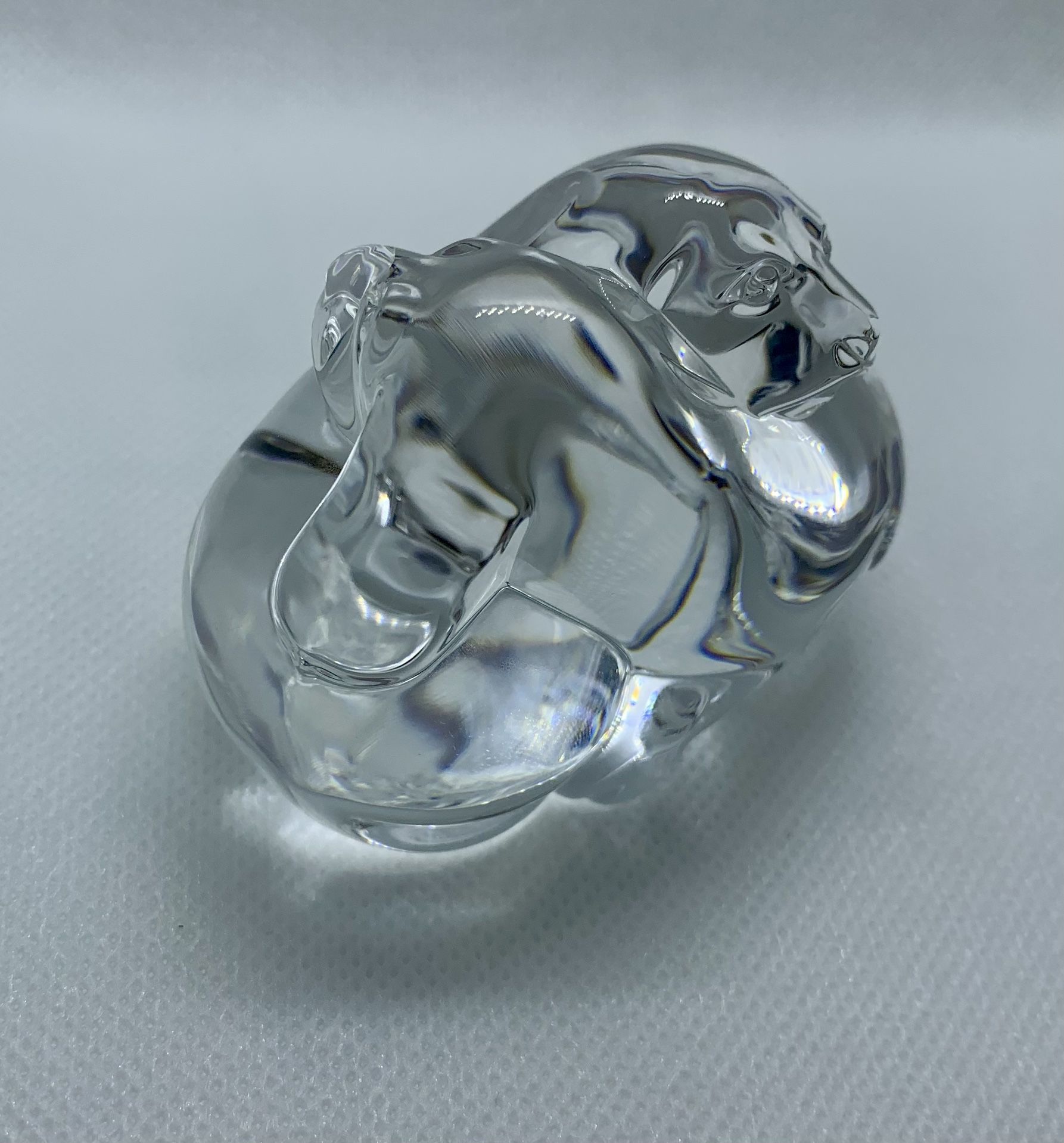 Steuben Art Glass Puppy Love Miniature Sculpture - Two Cuddly Dogs