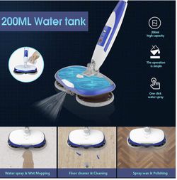 Cordless Electric Spin Mop, Floor Cleaner with Built-in 200ml Water Tank, Blue Thumbnail
