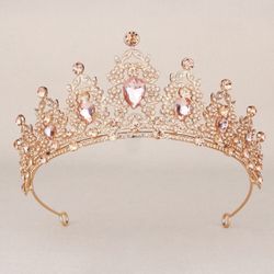 Rose gold Sparkle Rhinestone Crown Tiara Thumbnail
