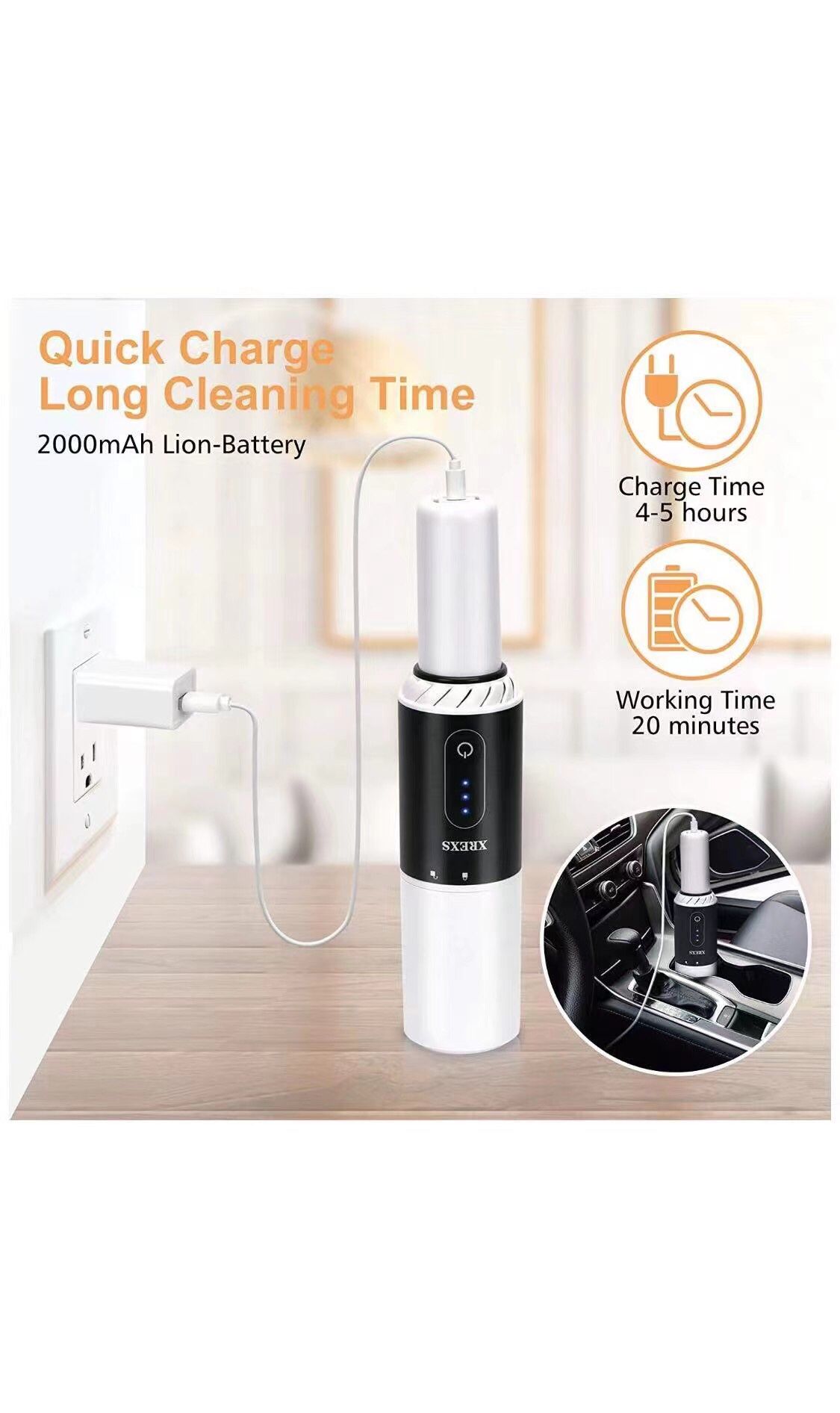 Handheld Vacuum Cordless, Portable Hand Held Car Vacuum Cleaner with High Power, Rechargeable Mini Vacuum for Home Office Pet Hair Cleaning, 8000Pa St