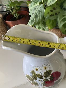 Vtg Ceramic Water Pitcher  Strawberry Decor 8-3/4” Tall Thumbnail