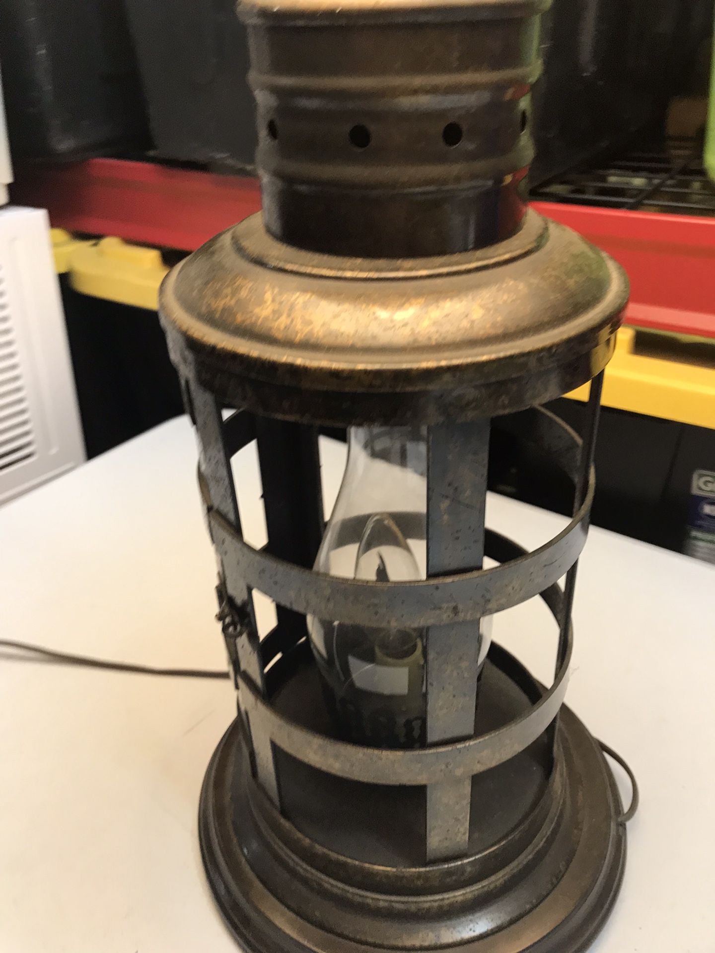 Large Vintage Lantern Style Lamp With Flicker Bulb