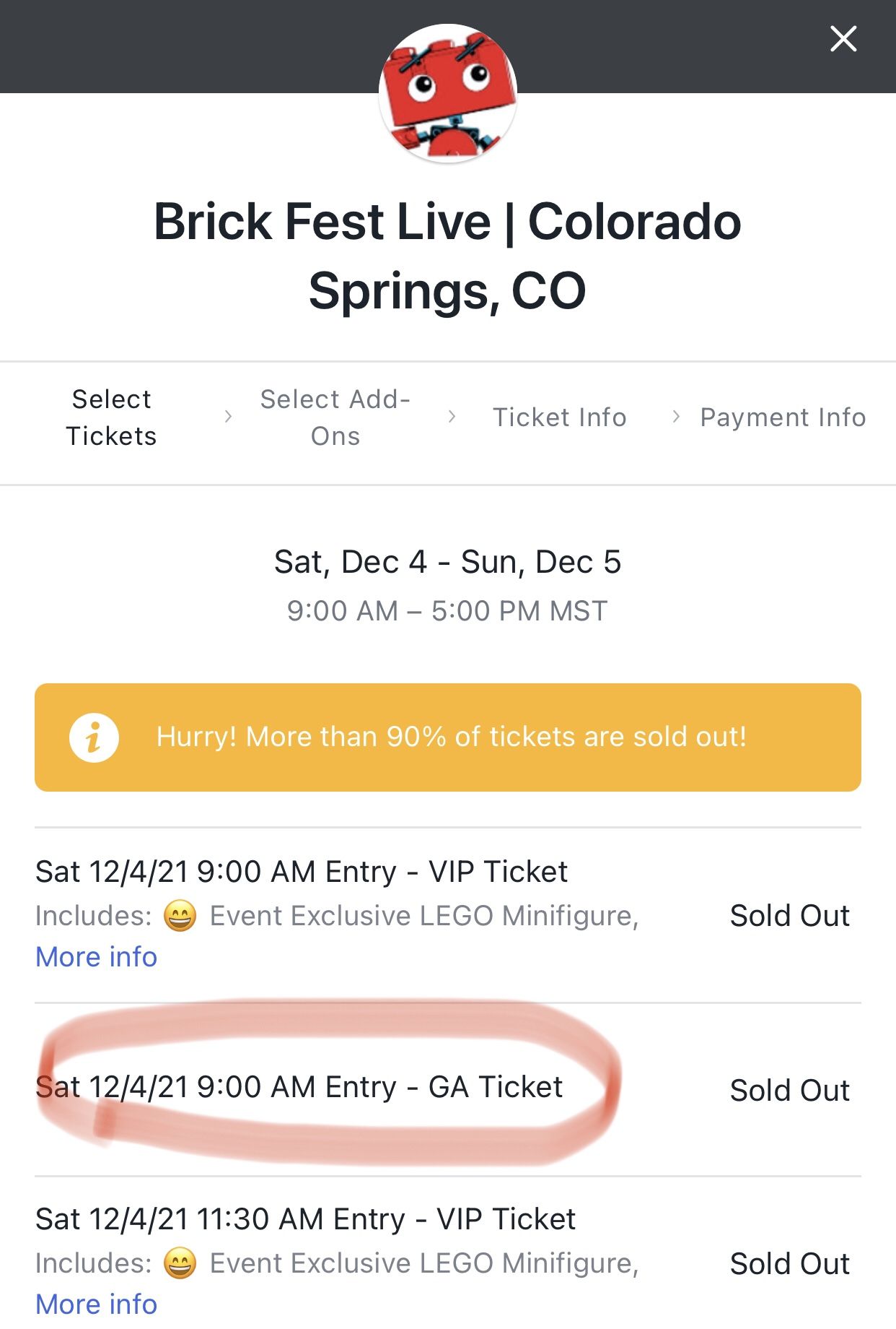 BRICKFEST LEGO TICKETS SAT - Sold Out