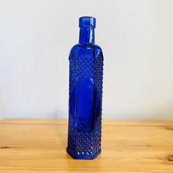 Cobalt Blue Glass Bottle Diamond Point Vintage Antique  Thumbnail