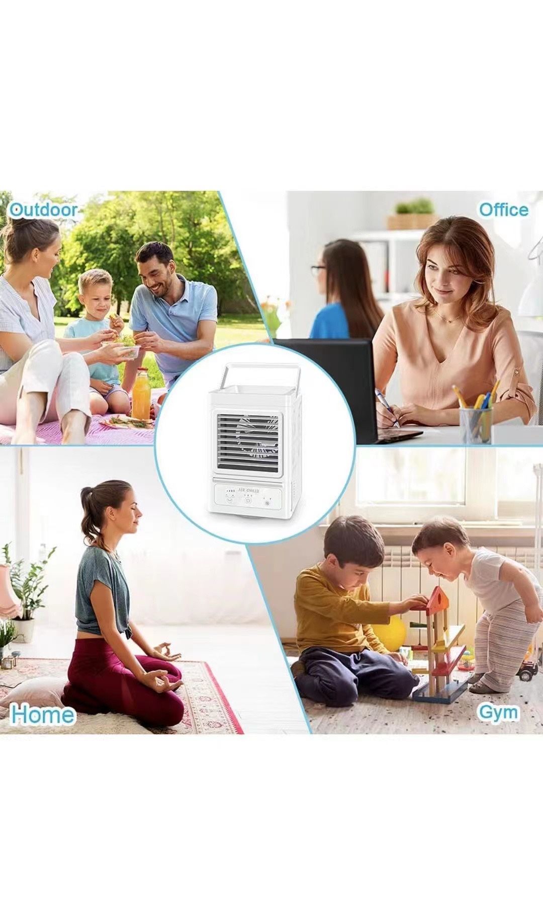 Personal Air Cooler, 5000mAh Rechargeable Battery Operated 60°&120° Auto Oscillation, Portable Air Conditioner Fan with 3 Wind Speeds & 2 Refrigeratio