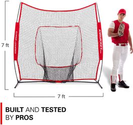 Rukket 7x7 Baseball & Softball Net, Practice Hitting, Pitching, Batting and Catching, Backstop Screen Equipment Training Aids, Includes Carry Bag (7x7 Thumbnail