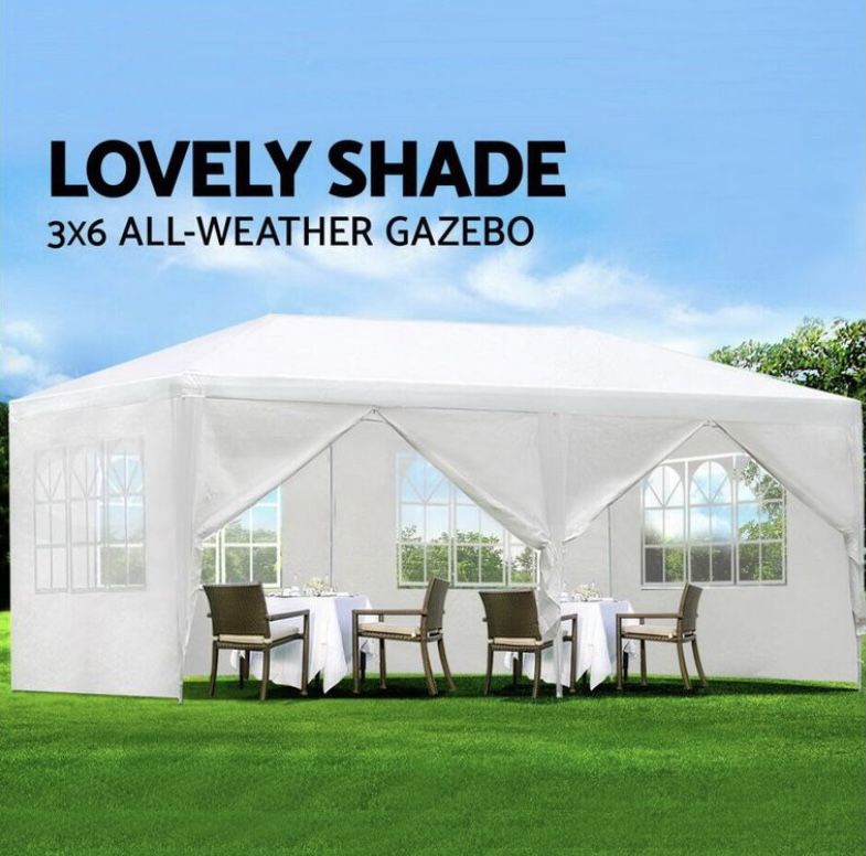10'x20' Outdoor Canopy Party Wedding Tent White Gazebo Pavilion with 6 Side Walls