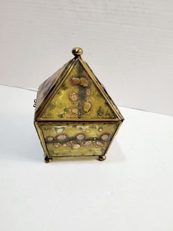 Vintage Stained Glass Jewelry Box/ Fused Art Glass Trinket Box  Thumbnail