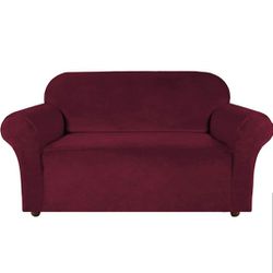 Burgundy Velvet Couch Cover Thumbnail