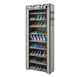 NEW Shoe Rack Shelf Storage Organizer Closet in Red, Brown, Grey, Black with Cover Cabinet Space Saver Shoe Wall Boots, Heels, Running Shoes Cleaner Thumbnail