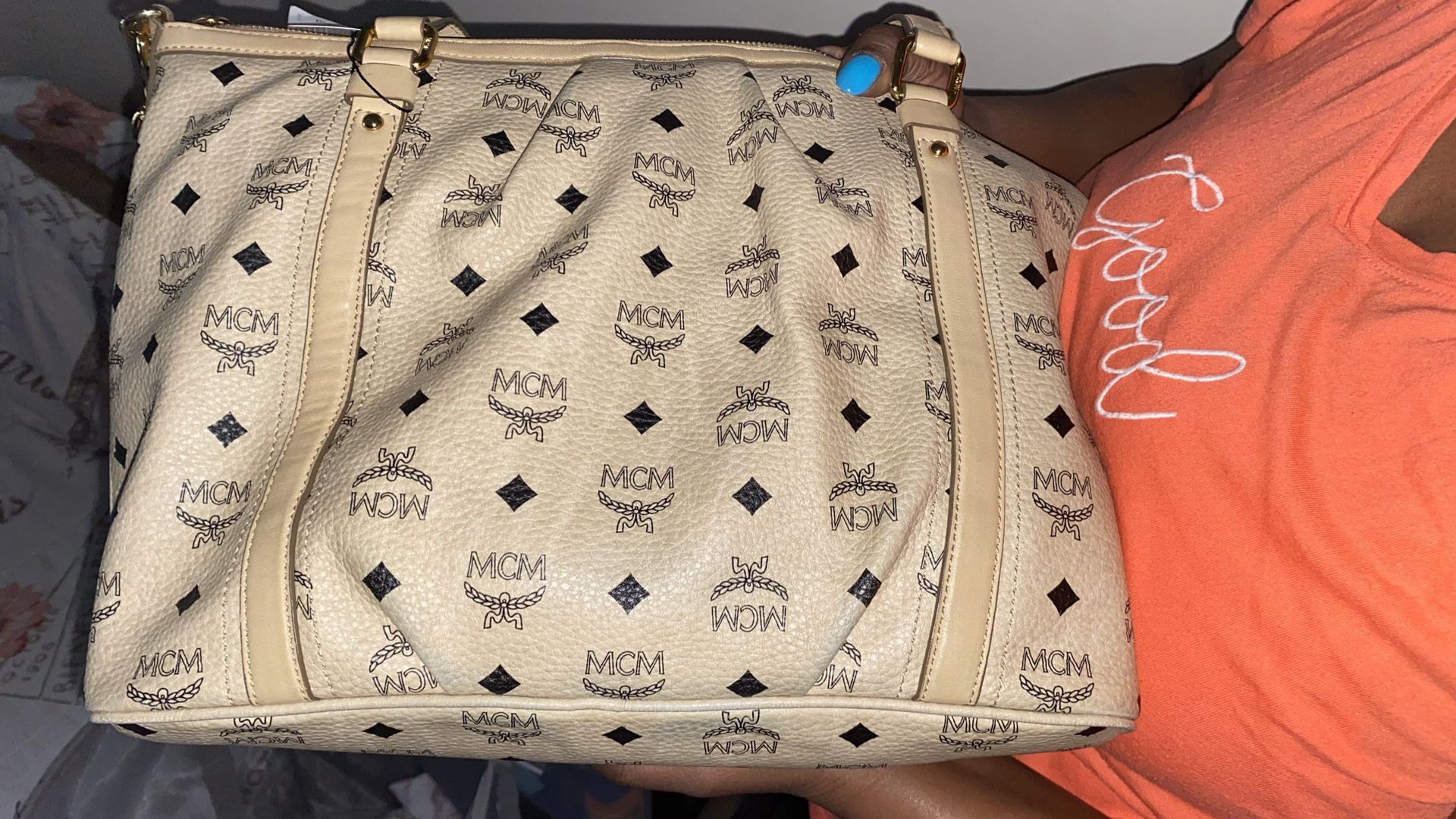 MCM Viesto Tote Bag, Gold