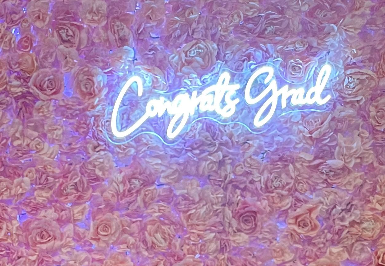 White Graduation Neon Light Sign Congrats Grad 