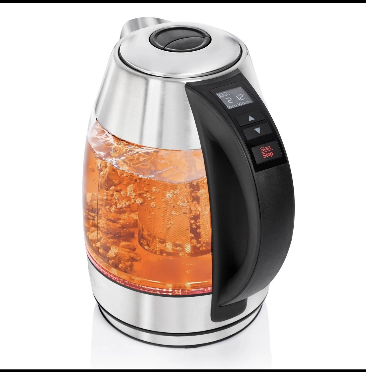 Chefman 1.8L Digital Electric Glass Kettle+ w/ Rapid-Boiling & 7 Presets for Precise Temperature, Stainless Steel Tea Infuser Included, Advanced Digit