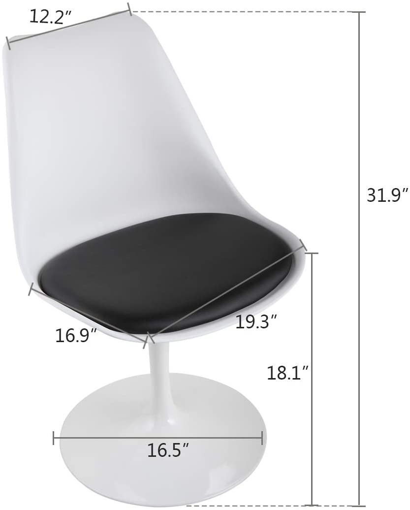 Elegant and Stylish Cushioned Seat and Curved Backrest, White and Black