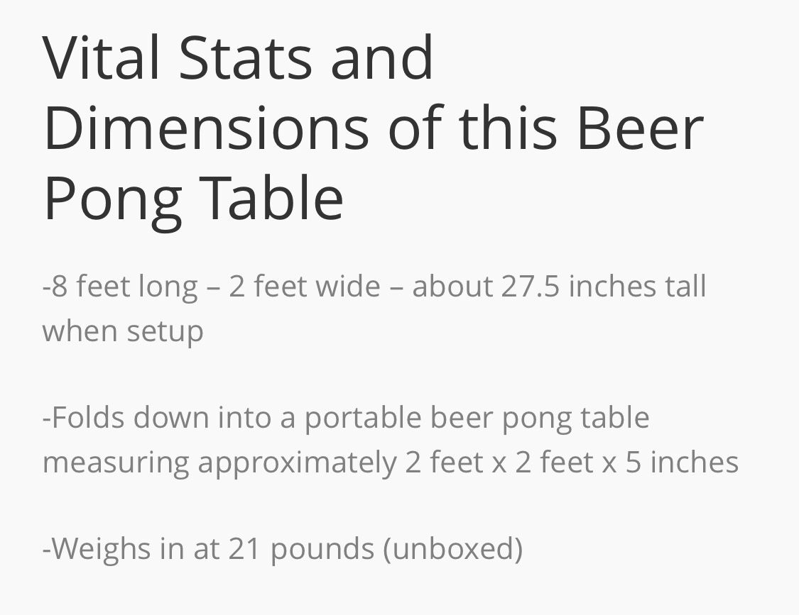 Beer Pong Table, 8 Foot