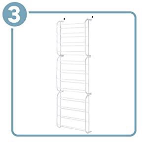 Whitmor Non Slip Door Shoe Rack-36 Fold Up, Nonslip Bars, 36-PAIR, White