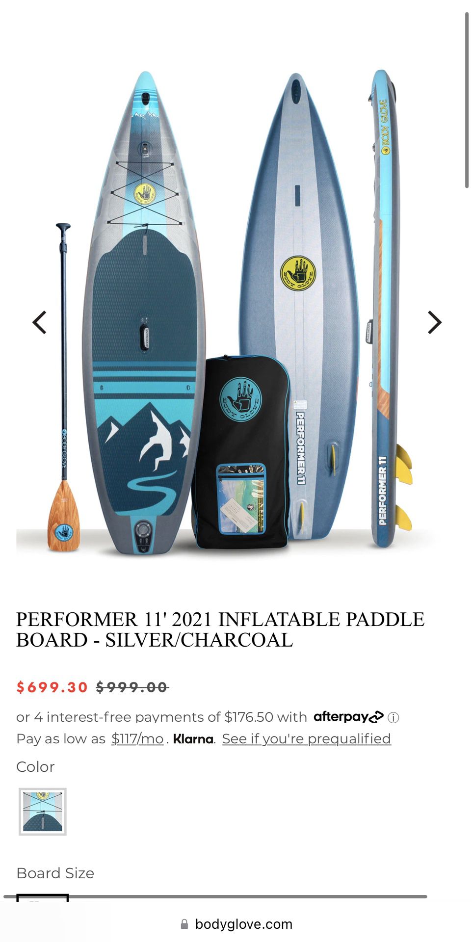 New in box Body Glove Performer 11' Inflatable Stand Up Paddleboard Package