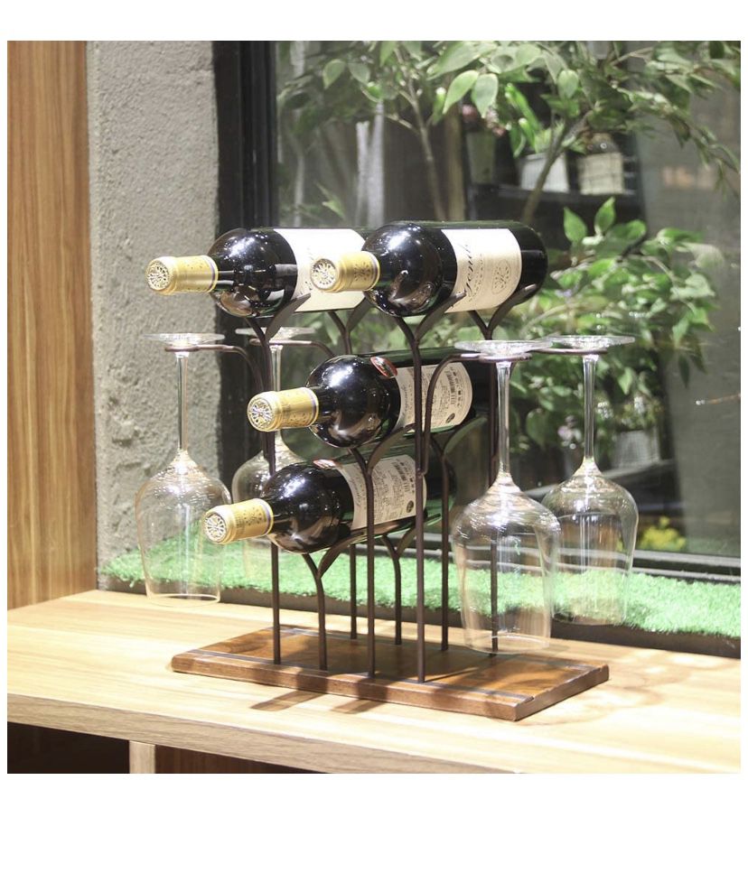 Wine Rack Countertop, Wine Holder and Glass Holder, Hold 4 Wine Bottles and 4 Glasses, Perfect for Home Decor & Kitchen Storage Rack, Bar, Wine Cellar
