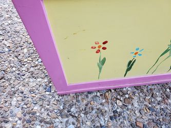 Pink And Yellow Toy Box With Hand Painted Flowers Thumbnail