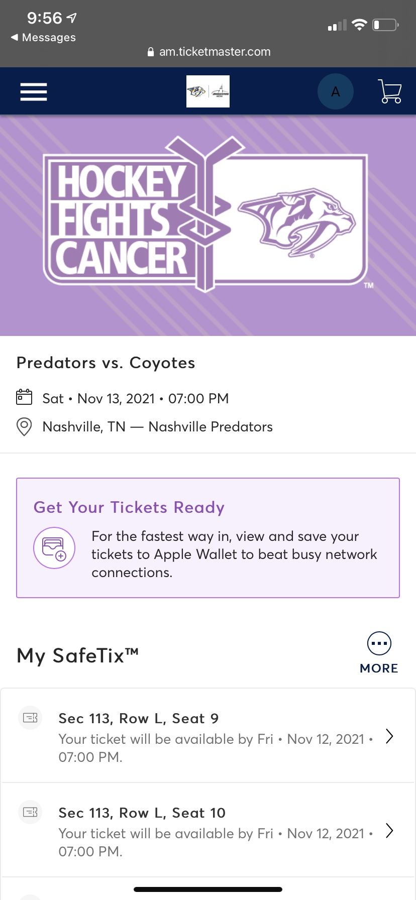2+ Tickets To Nashville PREDATORS game This Saturday!