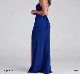 Blue Formal High Slit Prom Dress Thumbnail