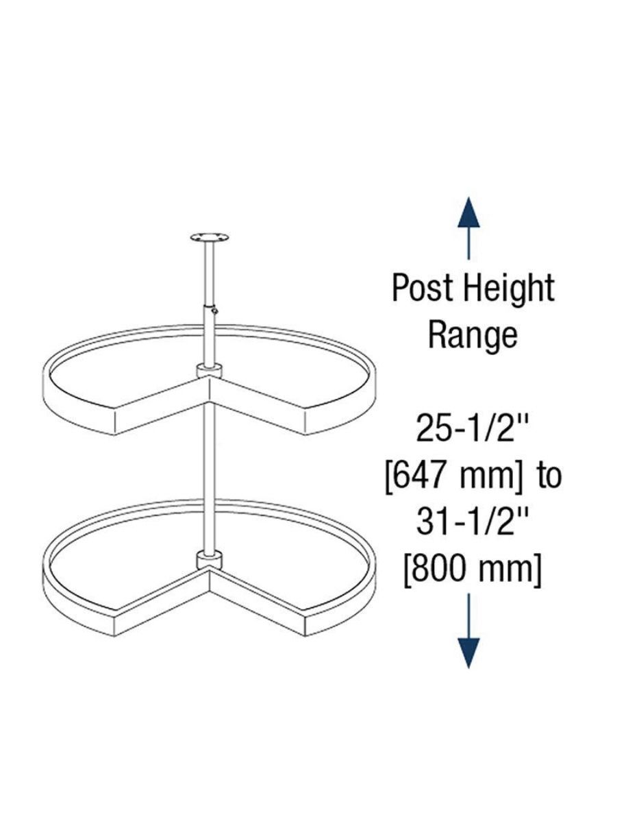 Knape & Vogt 32 in. H x 24 in. W x 24 in. D 2-Shelf Kidney Shaped Lazy Susan Cabinet Organizer