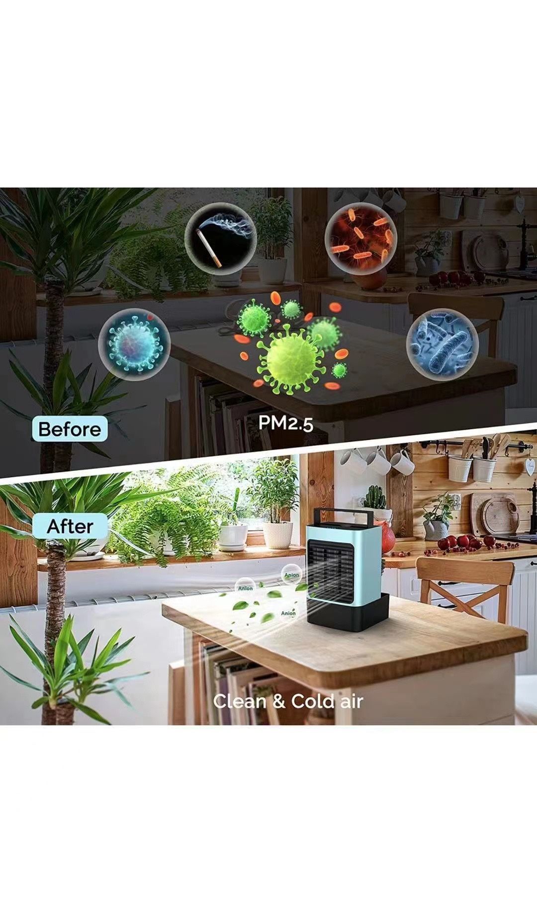 Personal Air Cooler, 5000mAh Rechargeable Battery Operated 60°&120° Auto Oscillation, Portable Air Conditioner Fan with 3 Wind Speeds & 2 Refrigeratio