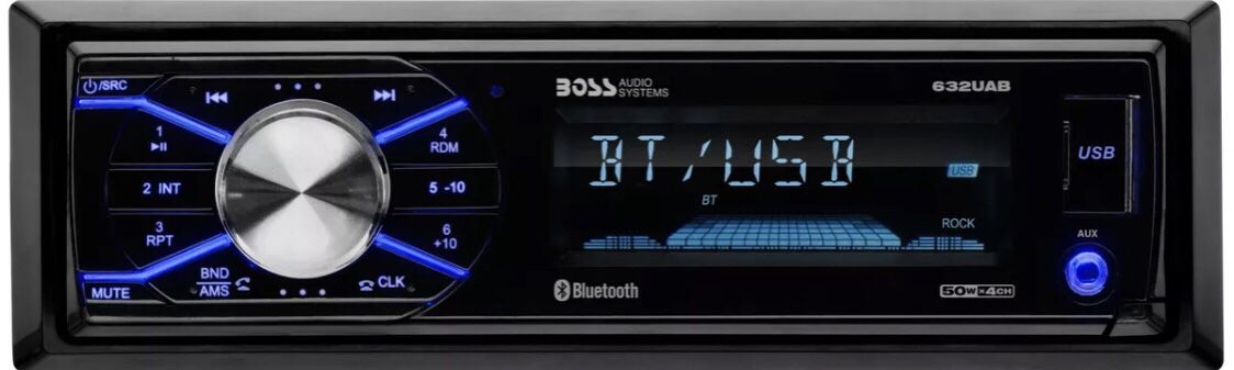 BOSS 632UAB Single 1 Din MP3 Bluetooth USB AUX AM/FM Car Stereo Detachable Face