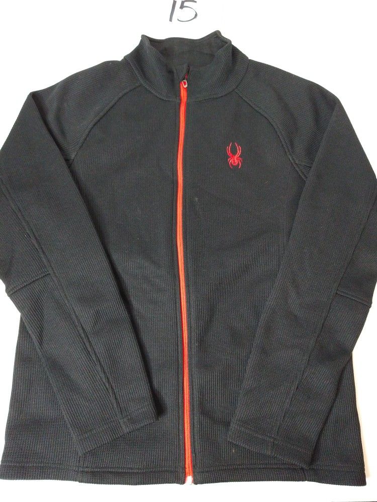 MENS SPYDER STELLAR JACKET Size Large Black Sherpa Lined Bonded Fleece