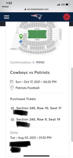 Patriots Vs Cowboys Tickets  Thumbnail