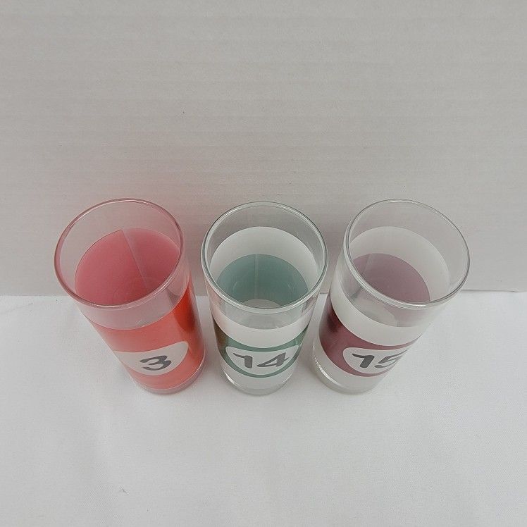 3 Vintage 4” Billiards Pool Ball Shot Glasses - Genuine Double Barware