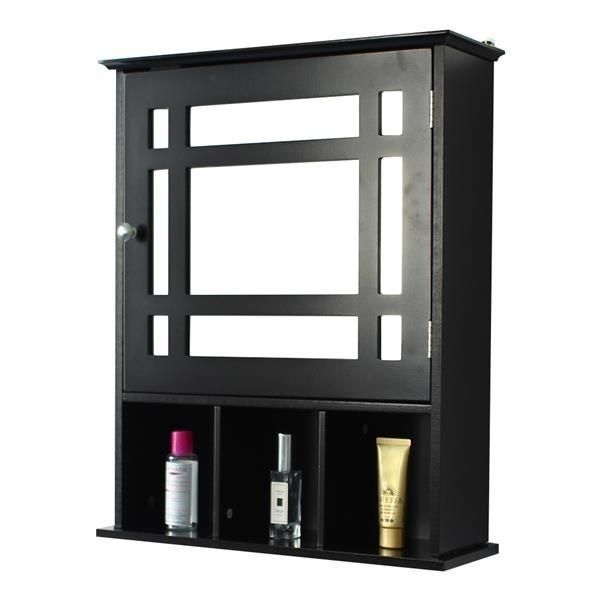 Single Door Three Compartment Storage Bathroom Cabinet - Grey-brown