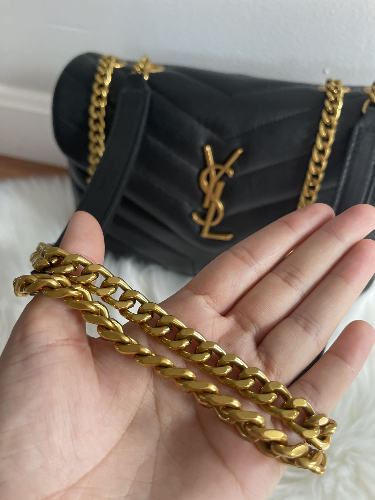 Black %100 High Quaility Leather Y S L Women Shoulder Bags