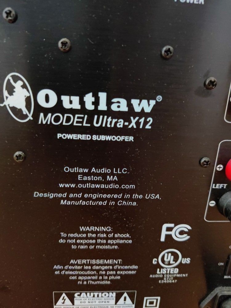 Outlaw Audio Ultra-X12 Subwoofer. Svs, Hsu Research, Klipsch, Polk, Jbl, Kef, Parasound, Emotiva,