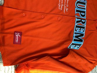 Supreme Mesh Hooded L/S Baseball Jersey Orange Medium Thumbnail