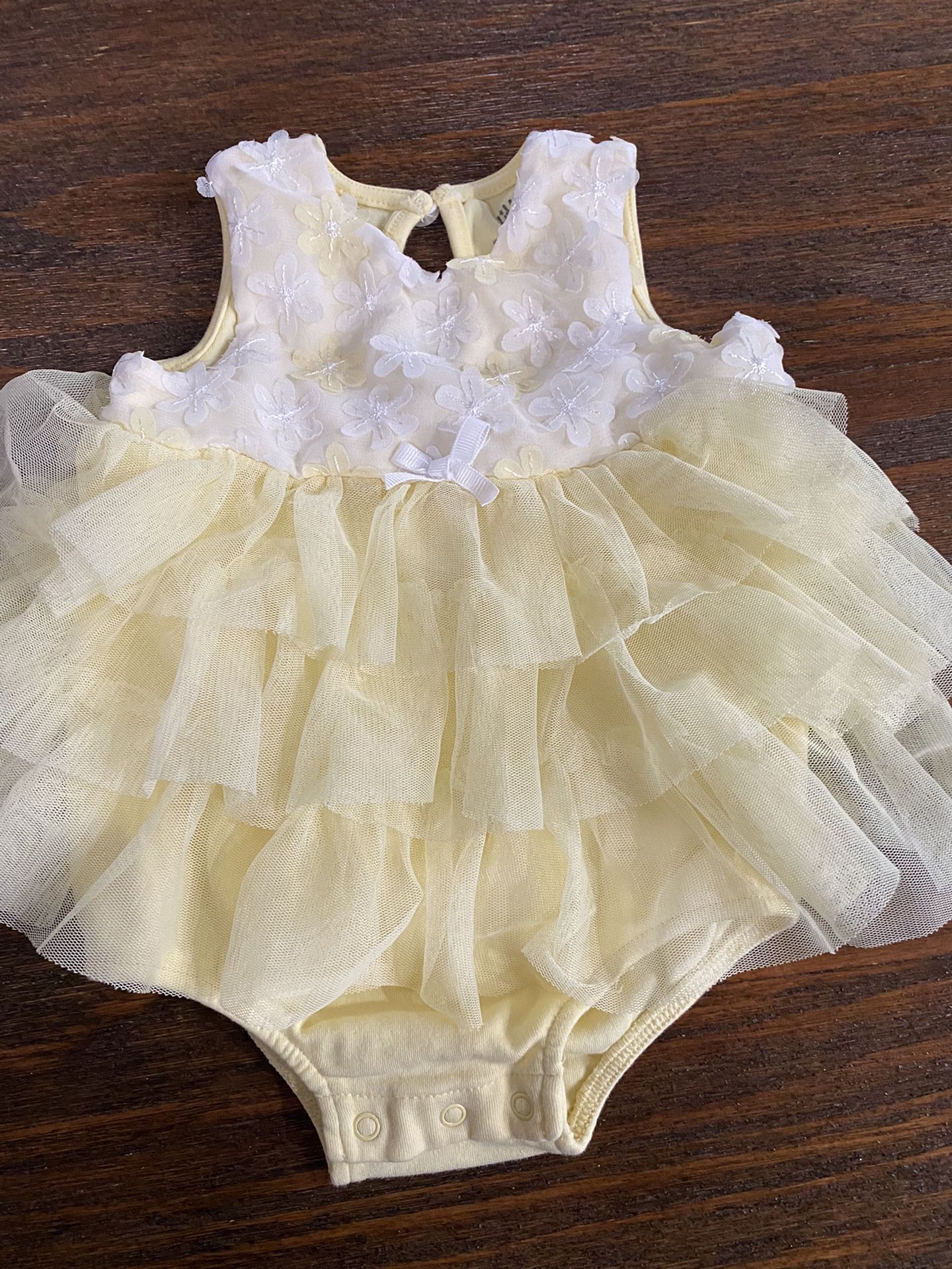 Baby Yellow Ruffled Tutu Dress Onesie