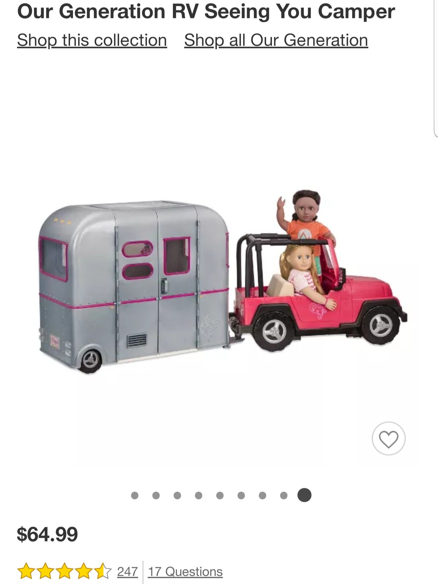 Our Generation RV Seeing You Camper Jeep sold separately in another