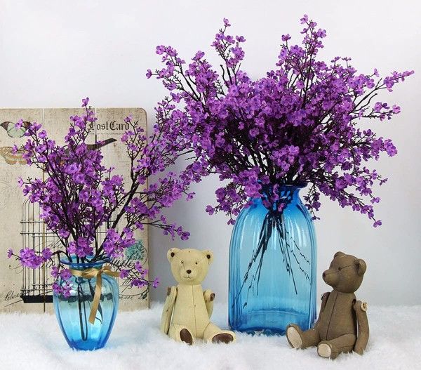 Cloth Artificial Flowers 6 Bundle European, Color: Purple-6pcs