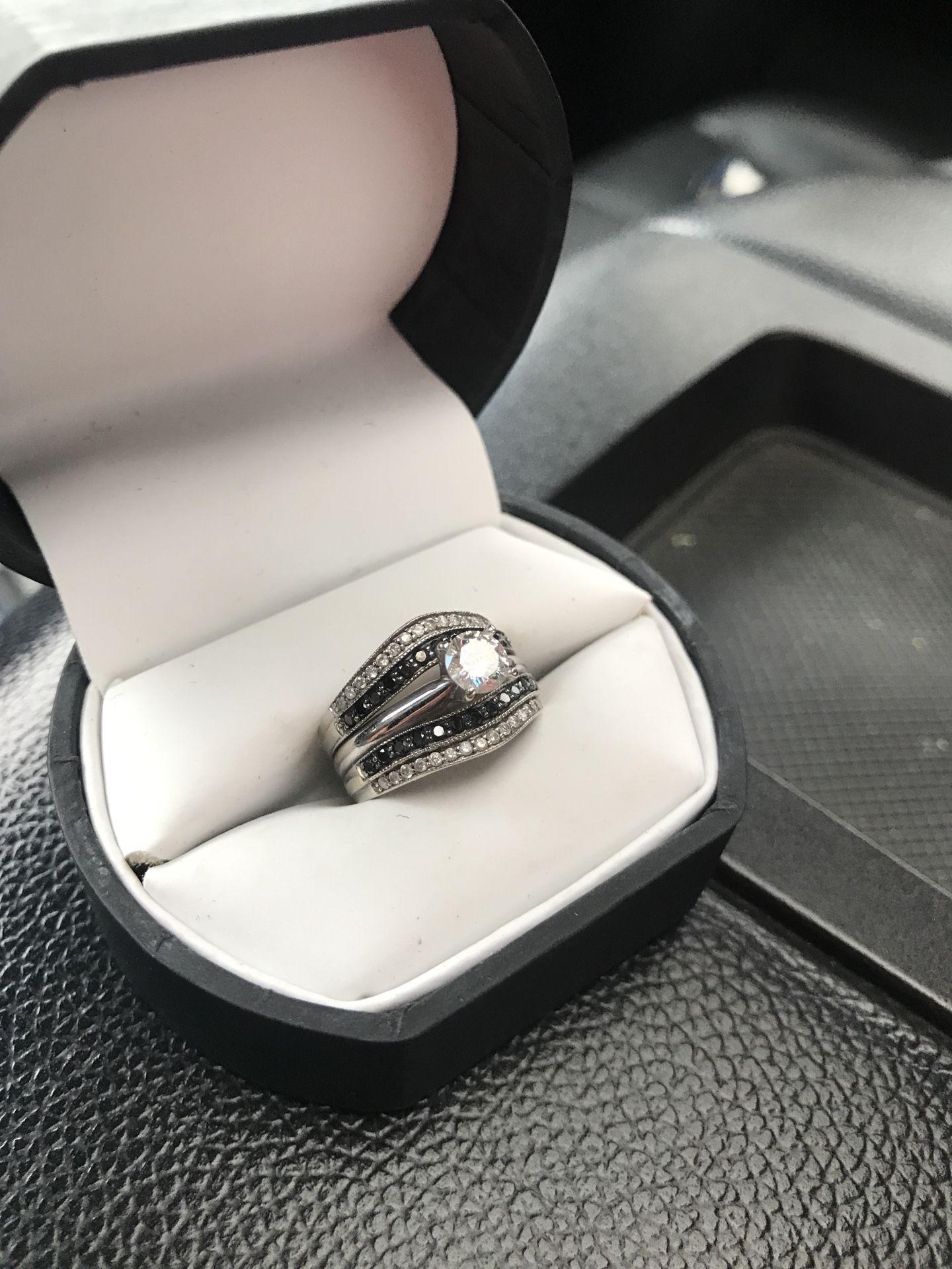 Black and white diamond wedding ring